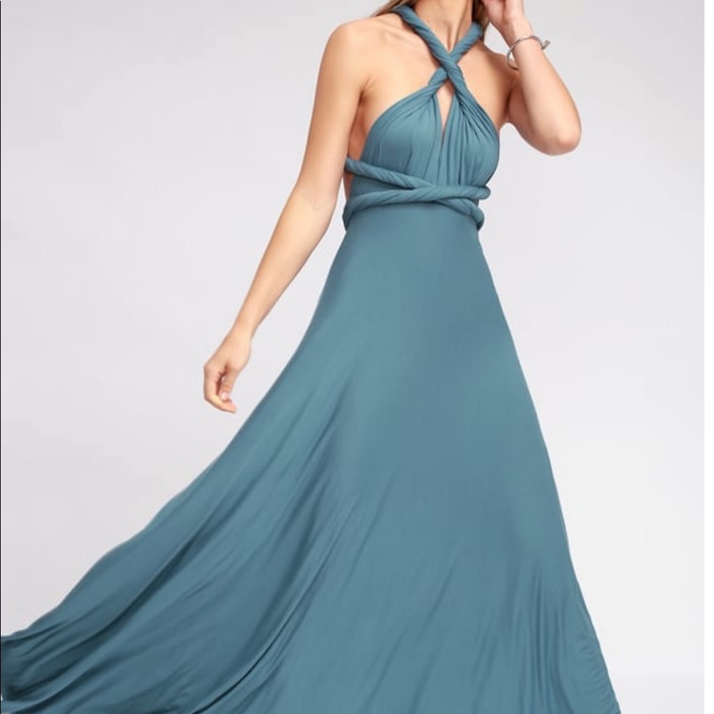 Lulu’s Tricks of the Trade Maxi Dress - Slate Blue